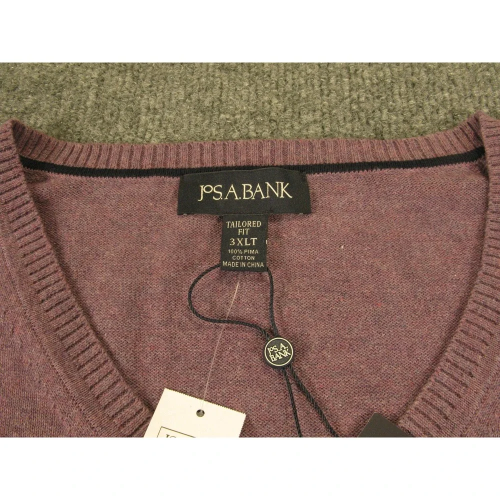 Jos A Bank Mens‎ 3XLT Pima Cotton V-Neck Sweater Tailored Fit Purple NEW 2140